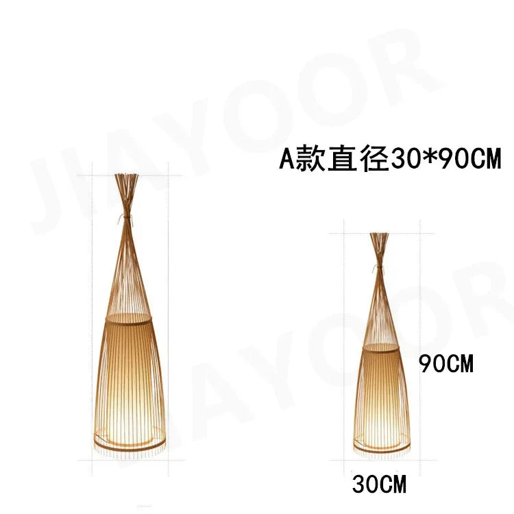 Nero Prism Bamboo and Wood Floor Lamp – Art Deco – product detail 13