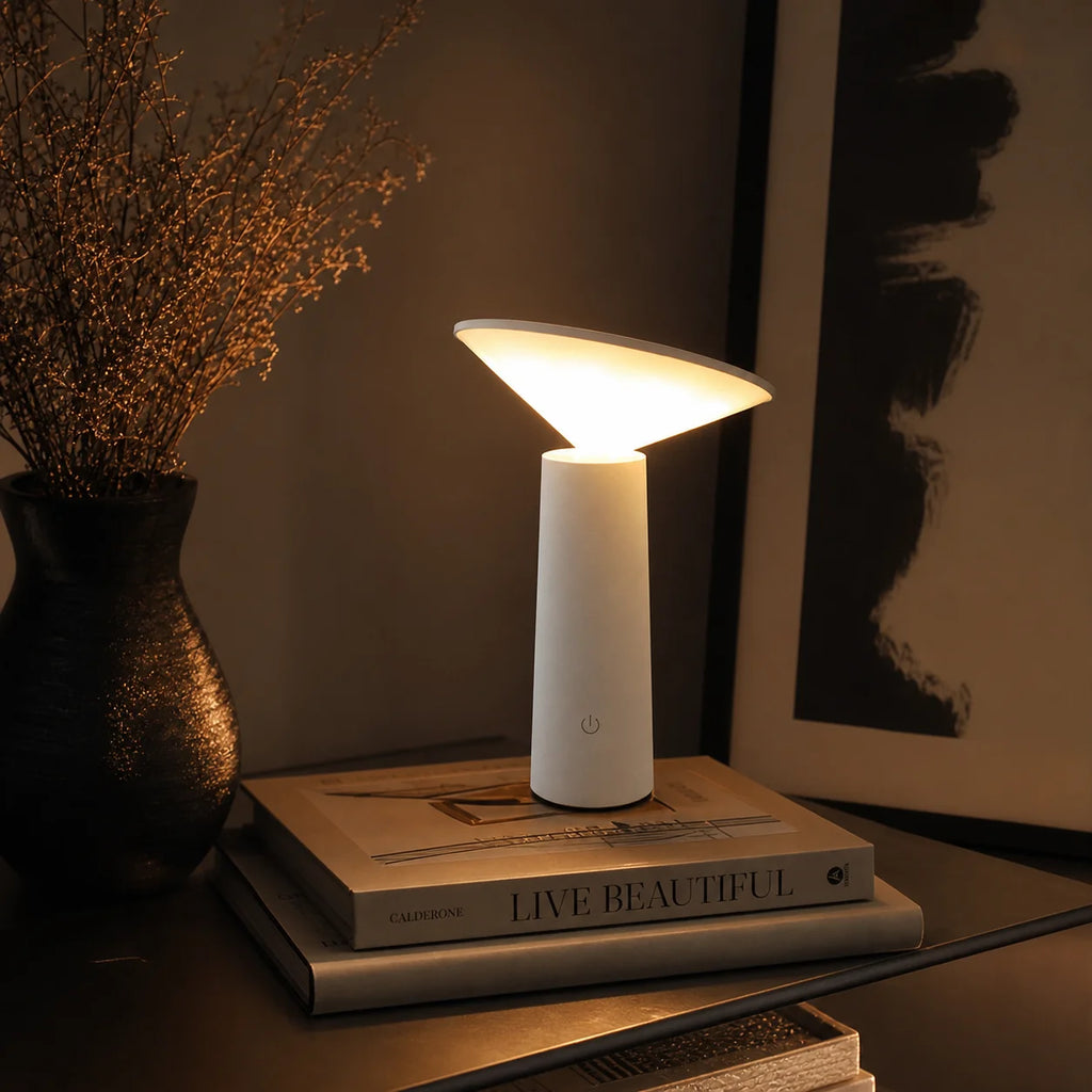 Designer Table Lamp – Art Deco Cordless Rechargeable for Bedside, Desk & Office, Restaurant Table | Vesper Grove by Evenlyr