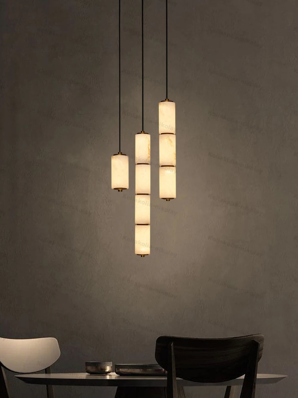 Alabaster & Marble Chandelier – Art Deco Dimmable LED for Dining Room, Living Room, Foyer | Vesper Line by Evenlyr