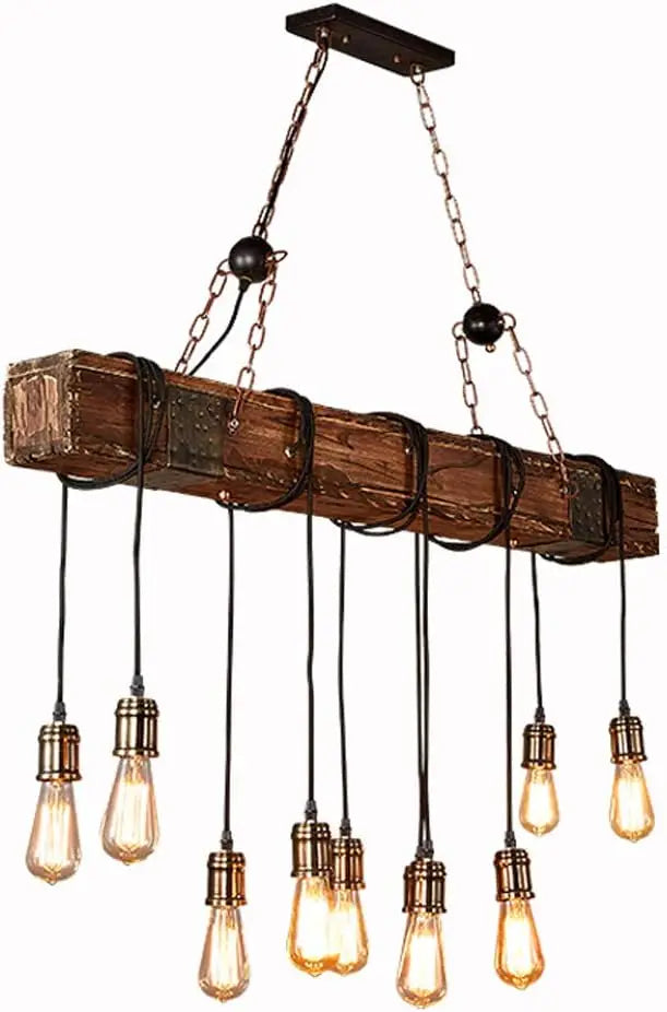 Helios 10-Light Wood Chandelier for Hallway – Adjustable