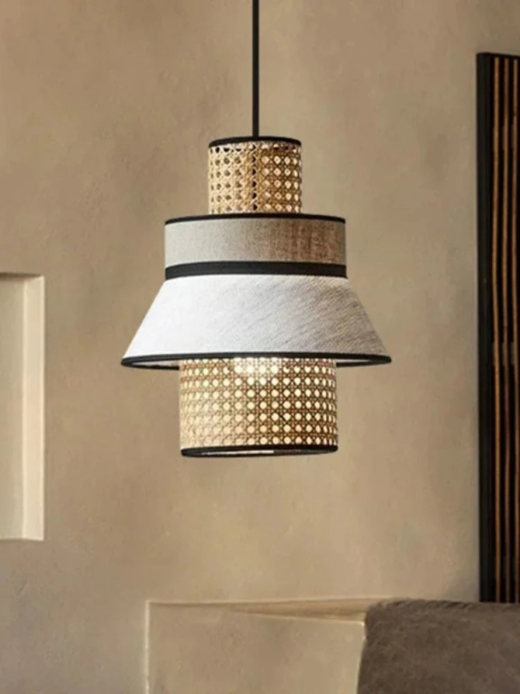 Rattan Chandelier – Vintage Modern for Dining Room, Living Room, Kitchen Island | Giselle Dome by Evenlyr