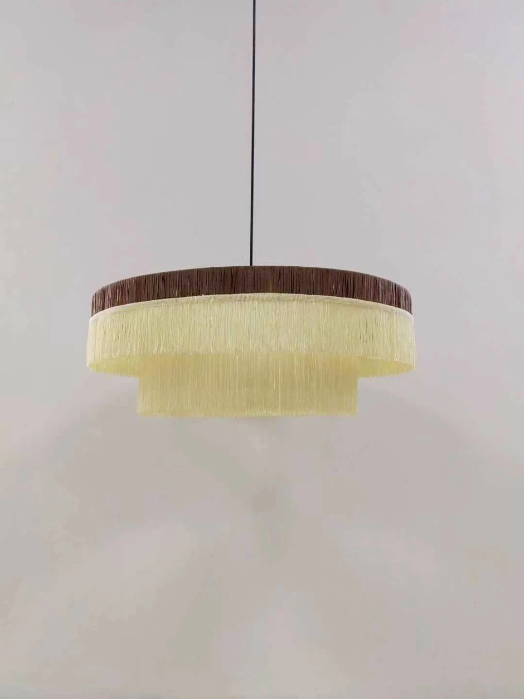 Rattan & Fabric Chandelier – Organic Modern for Dining Room, Living Room, Foyer | Zaria Dome by Evenlyr