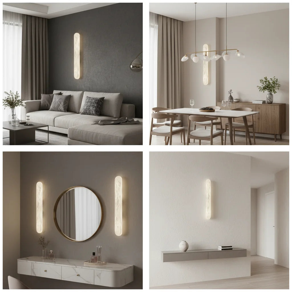 Marble & Brass Wall Sconce – Modern for Bathroom, Bedroom & Bedside, Living Room | Calista Arc by Evenlyr
