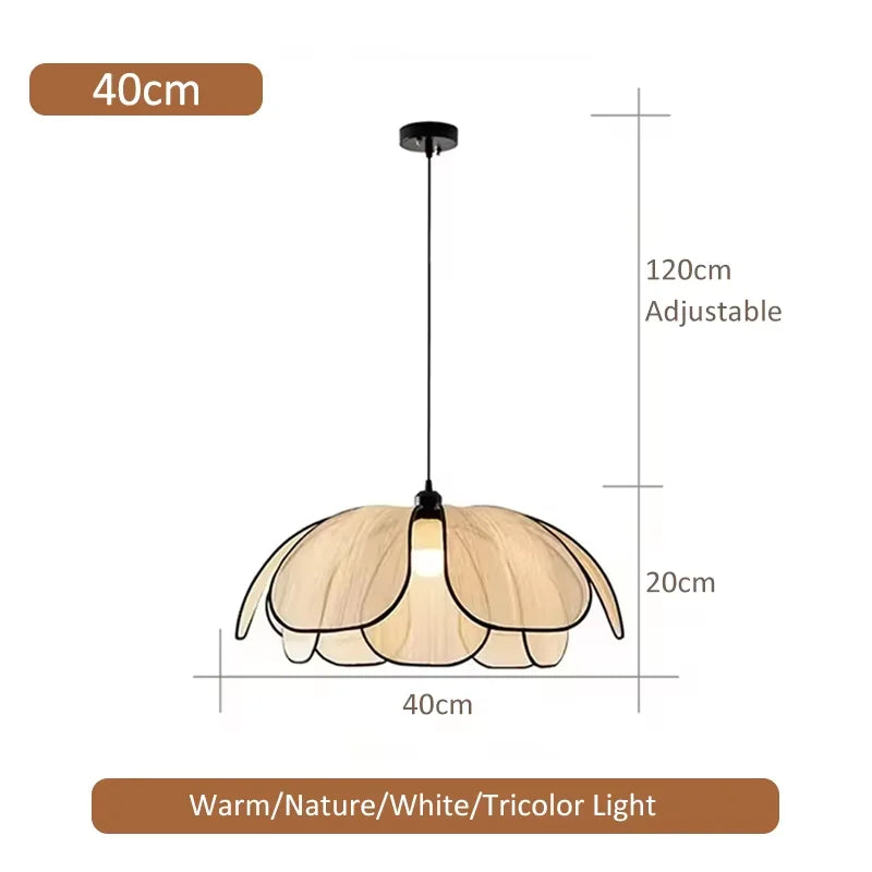 Liora Petal-Shaped Rattan Pendant Light for Tea Room – 3-Color