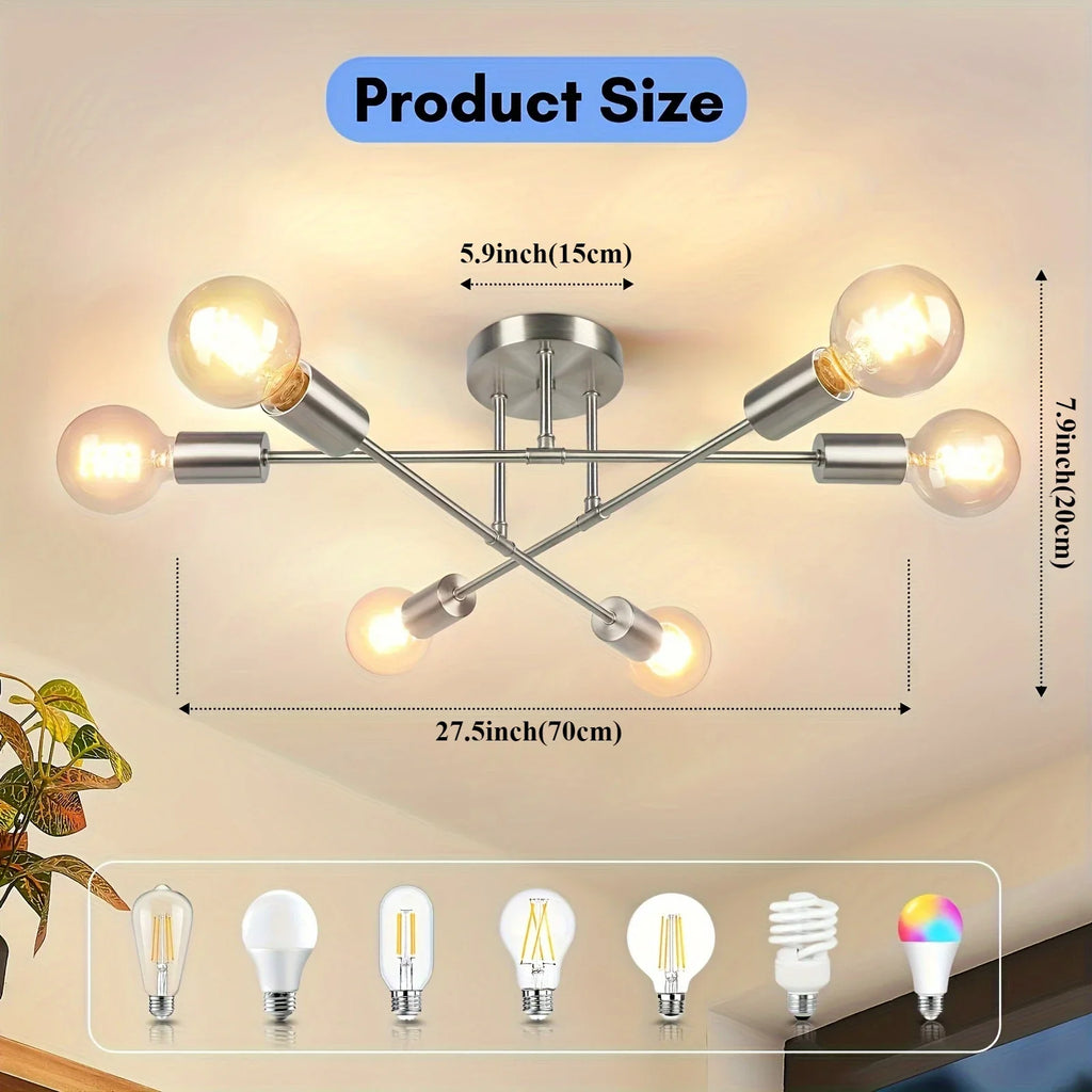 Caspian 6-Light Modern Chandelier for Bedroom – Flush Mount – detail view 7