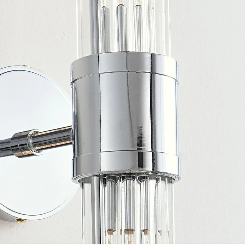 Crystal & Glass Cylinder Wall Sconce – Modern for Bathroom, Bedroom & Bedside, Hotel & Hospitality | Aurelle Frame by Evenlyr