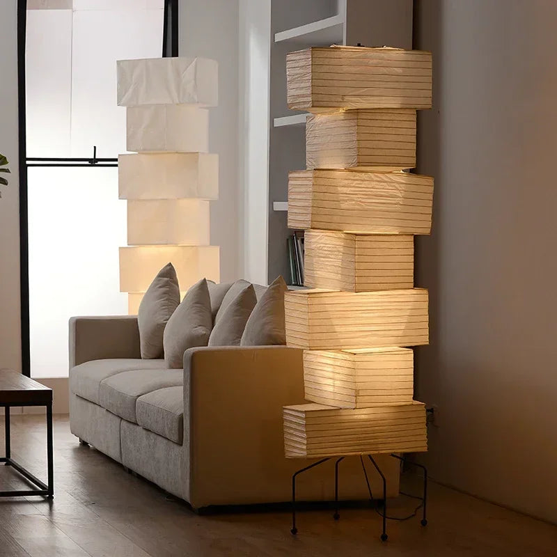 Rice Paper Floor Lamp – Wabi-Sabi Japanese for Bedroom, Reading Corner, Hotel Lounge | Fiora Orbit by Evenlyr