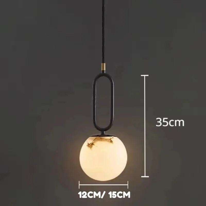 Thalia Halo Globe Alabaster Pendant Light – product view 7