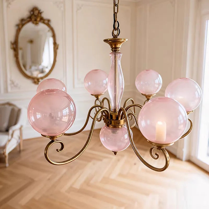Siena French Wrought-Iron and Glass Chandelier – Vintage