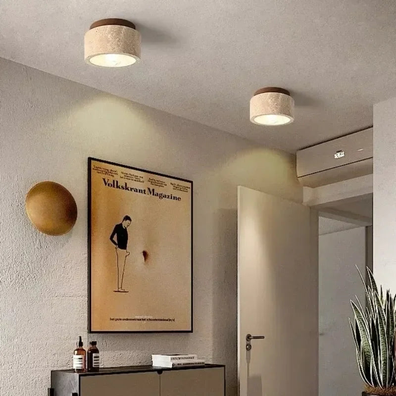 Floris Veil Travertine Ceiling Light – product view 3