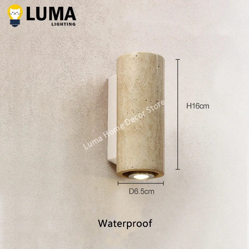 Caspian Travertine Stone Outdoor Wall Sconce for Exterior Corridor