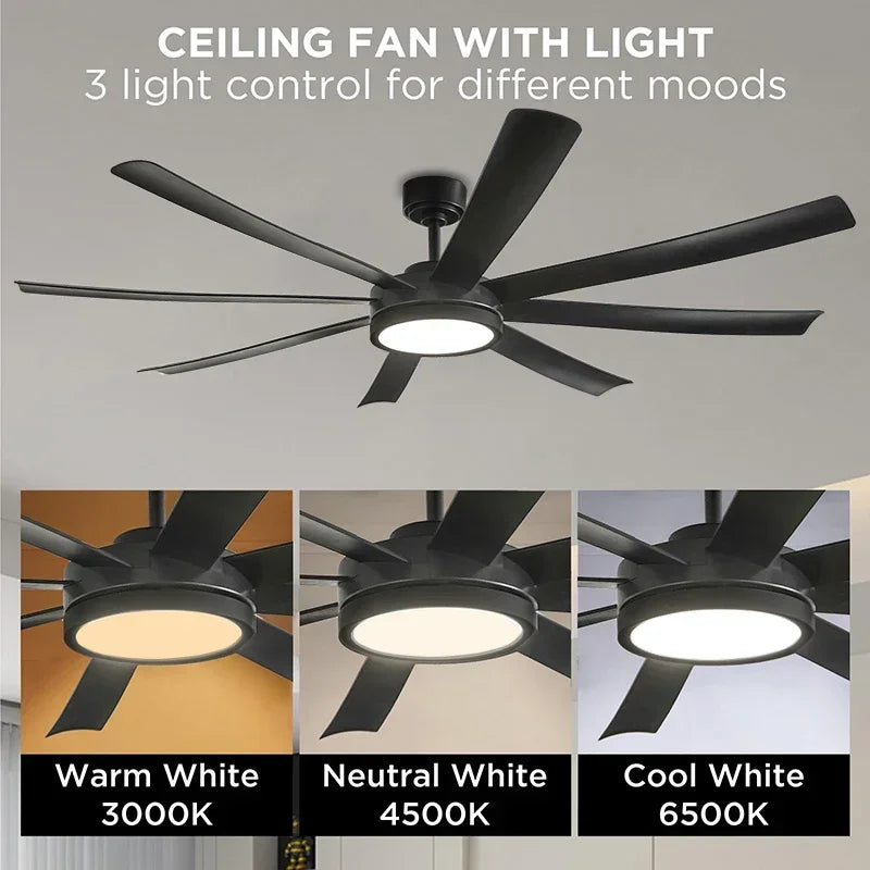 Liora 72-Inch Large-Diameter DC Ceiling Fan Light – Remote Control