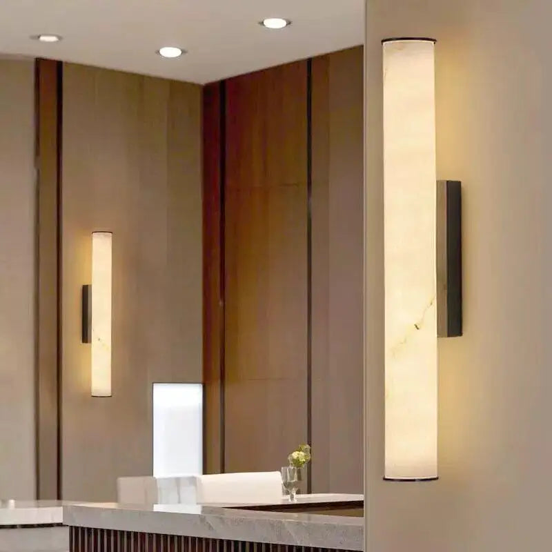 Marble & Copper Wall Sconce – Modern Minimalist Dimmable LED for Bedroom, Hallway, Bathroom | Elaris Line by Evenlyr
