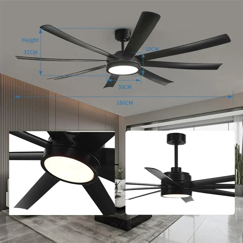 Liora 72-Inch Large-Diameter DC Ceiling Fan Light – Remote Control