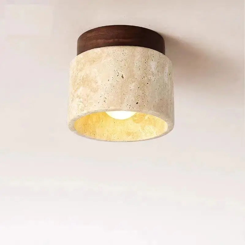 Modern Minimalist Chandelier – Travertine & Wood for Bedroom, Hotel Lobby | Fiora Line by Evenlyr