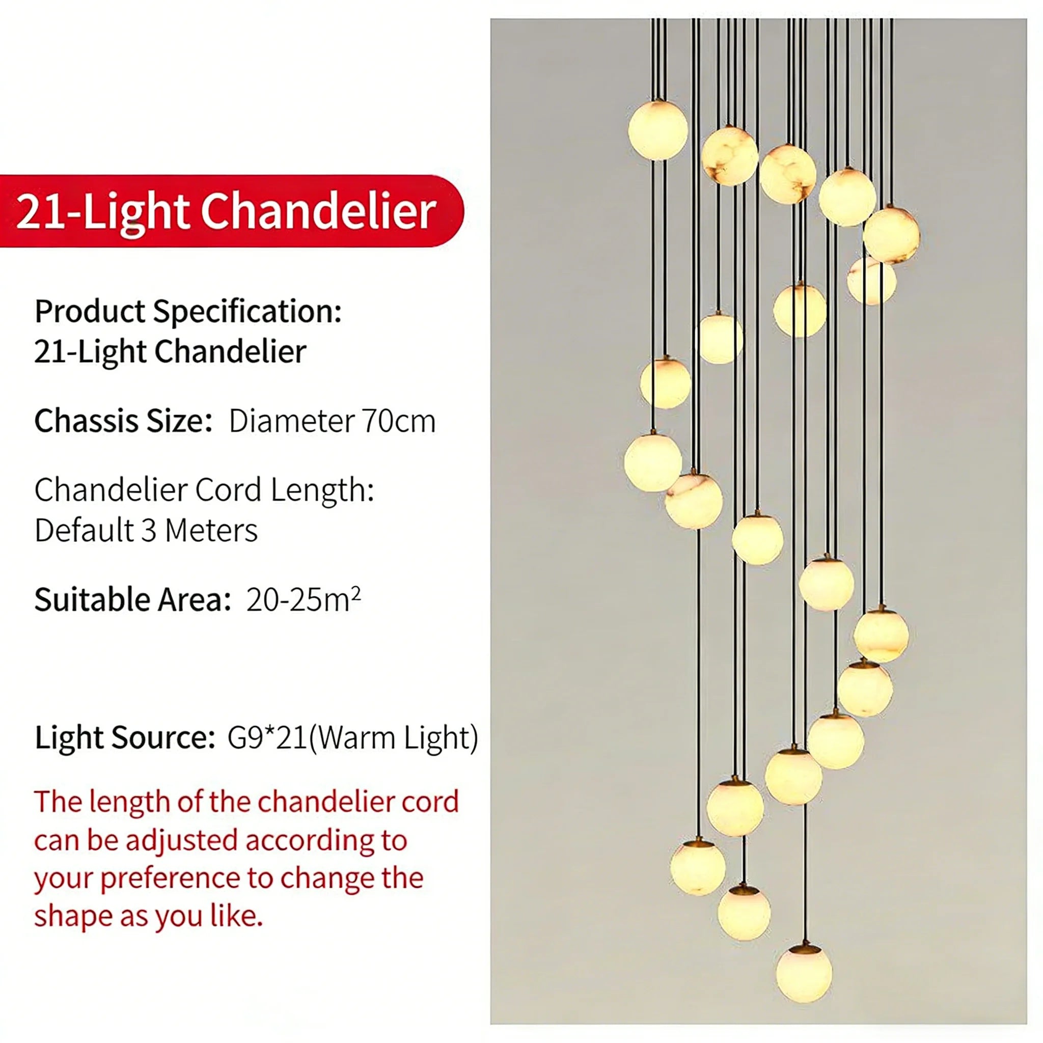 Alabaster & Marble Linear Chandelier – Modern Linear for Living Room, Bedroom & Bedside | Lunara Dome by Evenlyr
