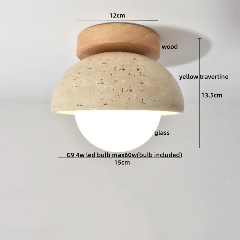 Ruelle Veil Globe Travertine Ceiling Light – product view 16