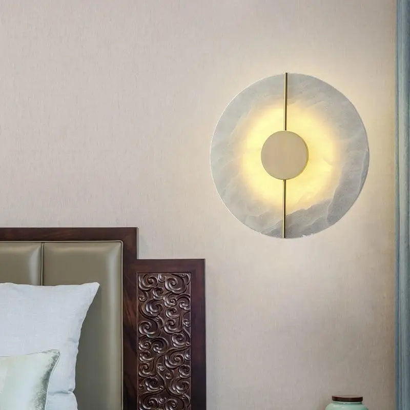 Doria Natural Marble and Copper Wall Sconce for Bedroom – Luxury – detail view 2