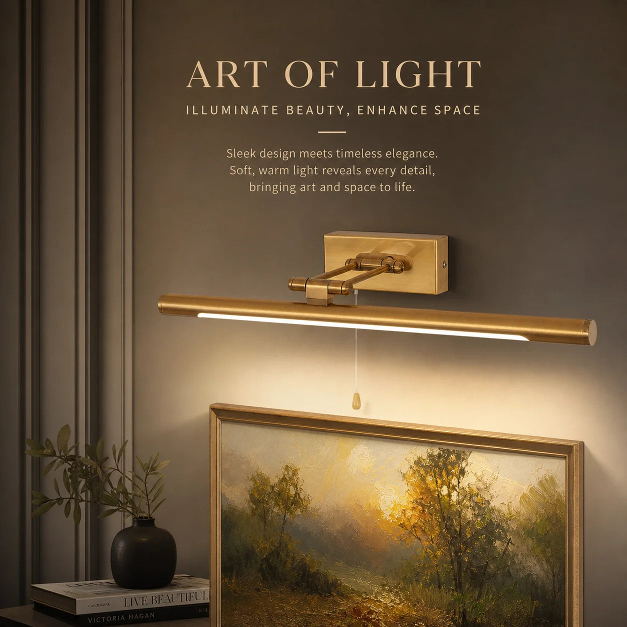 Brass Adjustable Picture Light – detail view 2