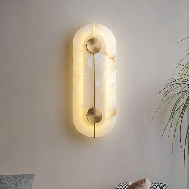 Ginevra Brass and Alabaster Wall Sconce for Bedroom – Luxury – detail view 3