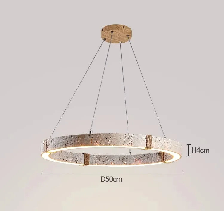 Travertine Chandelier – Modern Minimalist Dimmable LED for Dining Room, Living Room, Bedroom | Delphine Halo by Evenlyr