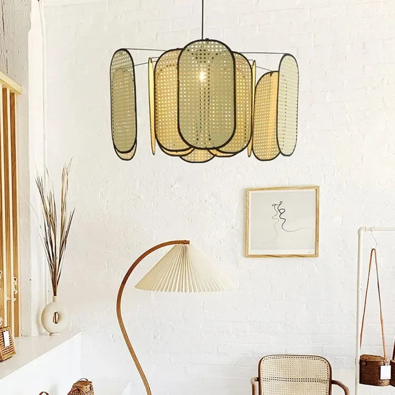 Palermo Bamboo Rattan Chandelier for Dining Room – Vintage