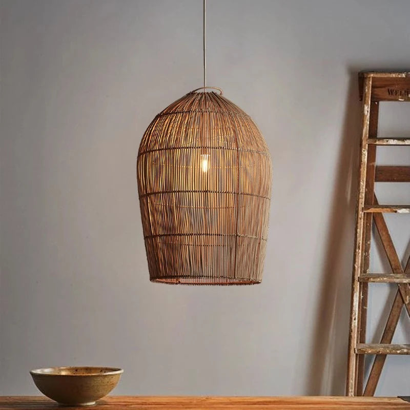 Rattan Chandelier – Wabi-Sabi Japanese for Dining Room, Living Room, Foyer | Halcyon Beam by Evenlyr