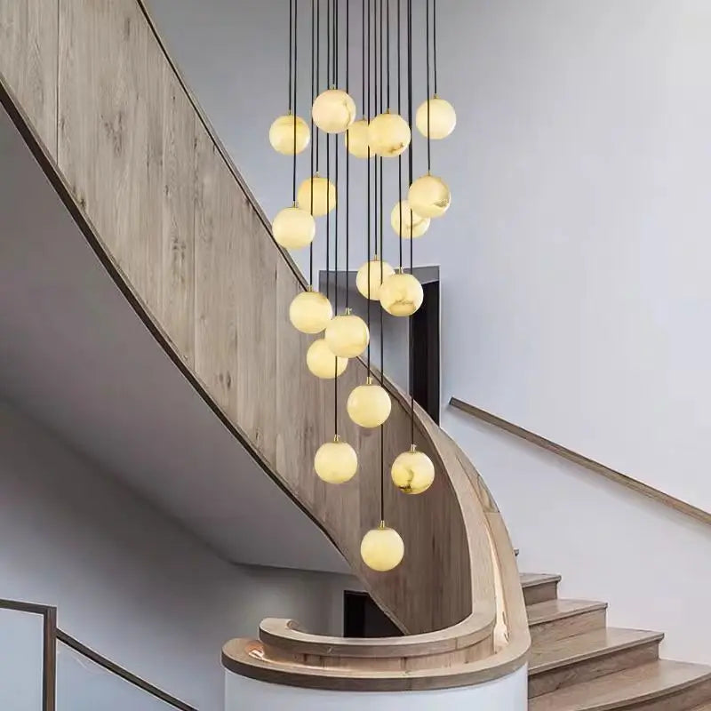 Alabaster & Marble Linear Chandelier – Modern Linear for Living Room, Bedroom & Bedside | Lunara Dome by Evenlyr