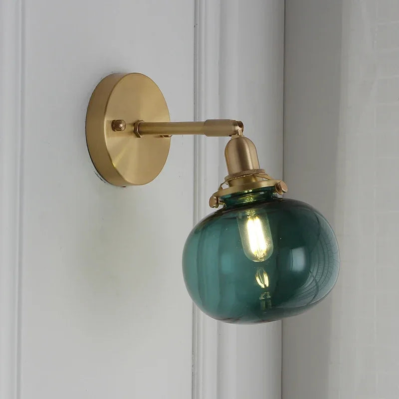 Glass Round Wall Sconce – Nordic Modern Plug-In for Bathroom, Bedroom & Bedside, Restaurant & Café | Amaya Orbit by Evenlyr