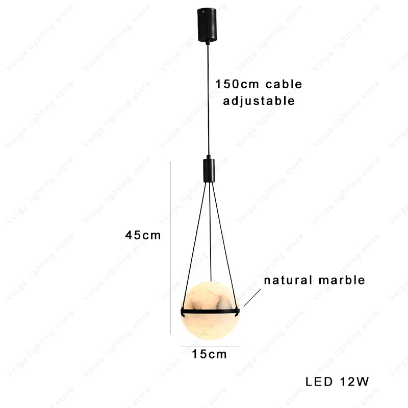 Elara Grove Natural Marble Pendant Light – Dimmable – product detail 7