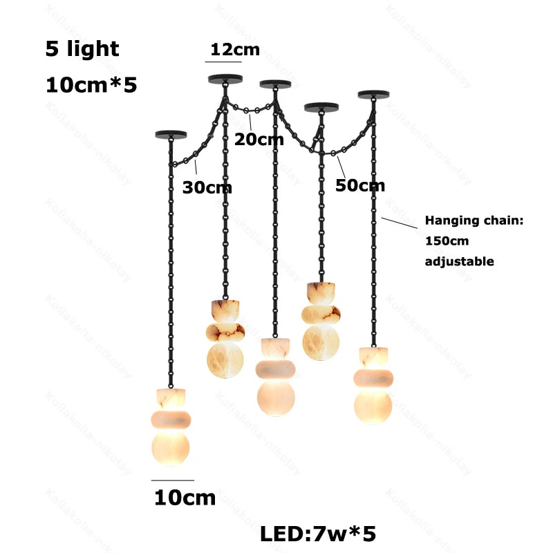 Alabaster & Marble Chandelier – Modern Dimmable LED for Living Room, Bedroom & Bedside | Maris Glow by Evenlyr
