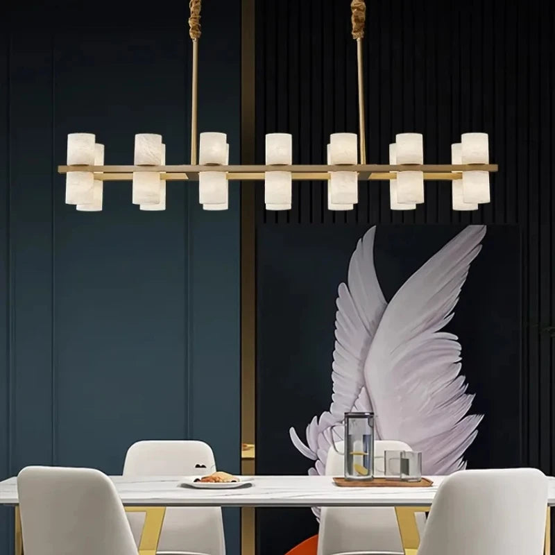 Alabaster & Marble Chandelier – Art Deco for Dining Room, Living Room, Foyer | Halcyon Crest by Evenlyr