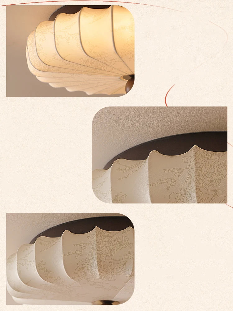 Fabric Flush Mount Ceiling Light – Wabi-Sabi Vintage for Bedroom & Bedside, Living Room, Dining Room & Kitchen | Celia Frame by Evenlyr