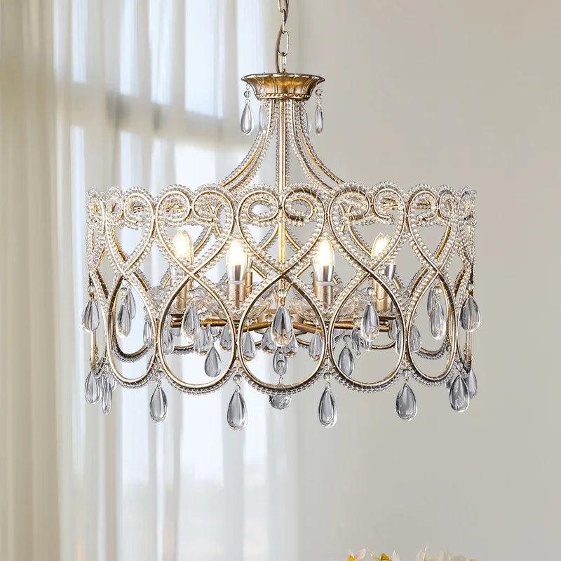 Palermo Antique Silver Crystal Chandelier for Bedroom – French Country – detail view 5