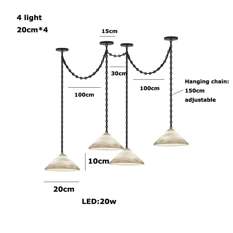 Alabaster & Marble Chandelier – Modern for Hallway & Entryway, Living Room, Dining Room & Kitchen | Lunara Orbit by Evenlyr