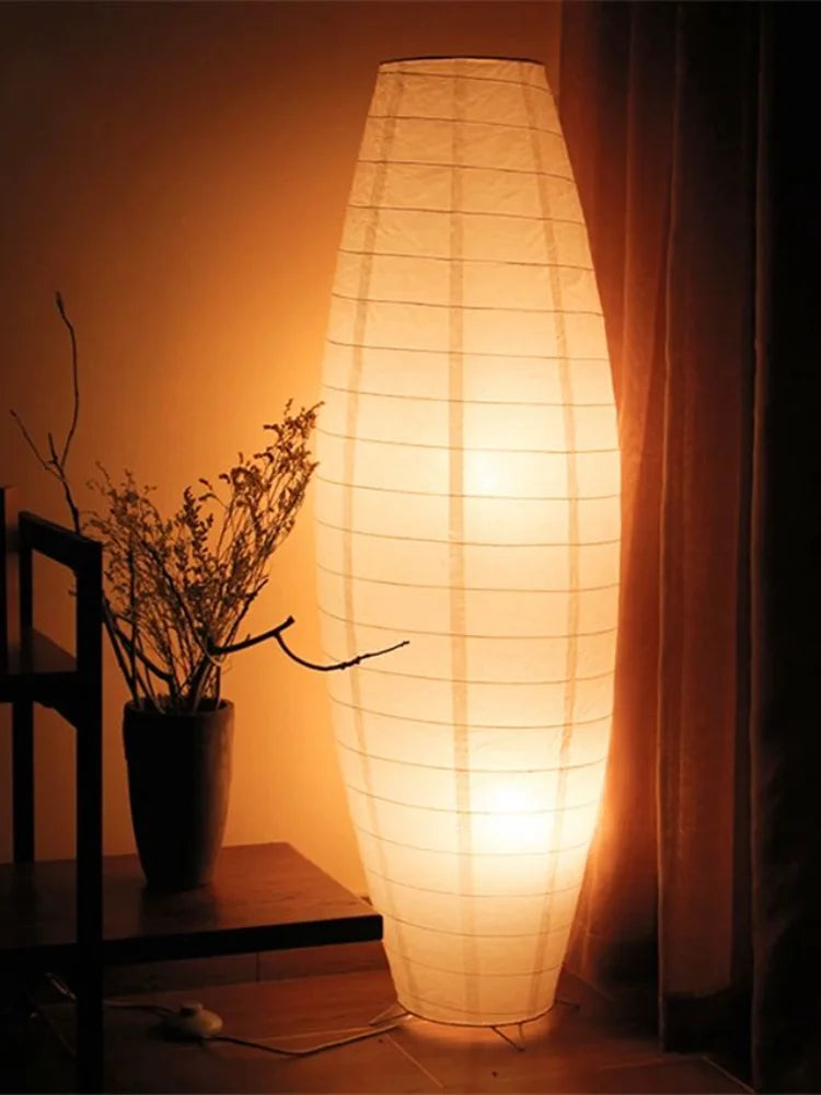 Paper & Wood Floor Lamp – Wabi-Sabi Japanese for Living Room, Bedroom, Reading Corner | Elaris Orbit by Evenlyr