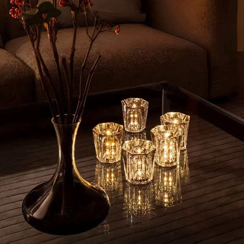 Crystal Table Lamp – Modern Minimalist Cordless Rechargeable for Bedside, Restaurant Table, Living Room | Mirelle Grove by Evenlyr