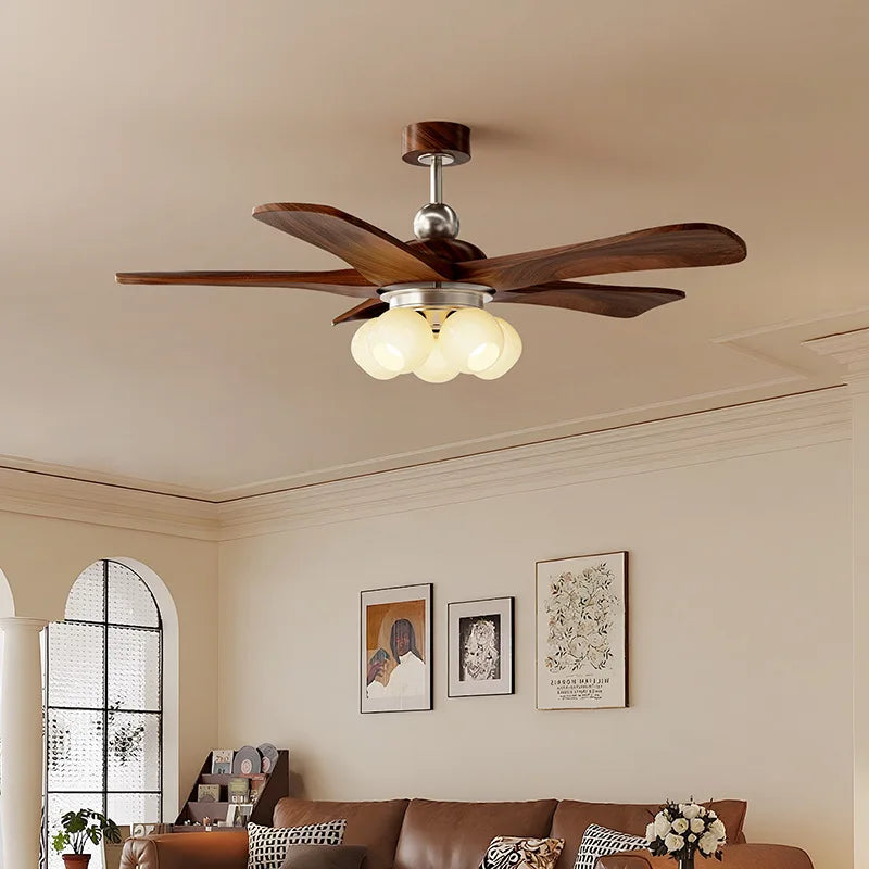Kensley Straight-Blade Ceiling Fan with Light for Living Room – Mid-Century