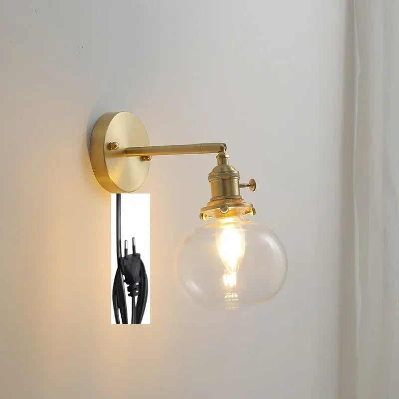 Glass Round Wall Sconce – Nordic Modern Plug-In for Bathroom, Bedroom & Bedside, Restaurant & Café | Amaya Orbit by Evenlyr