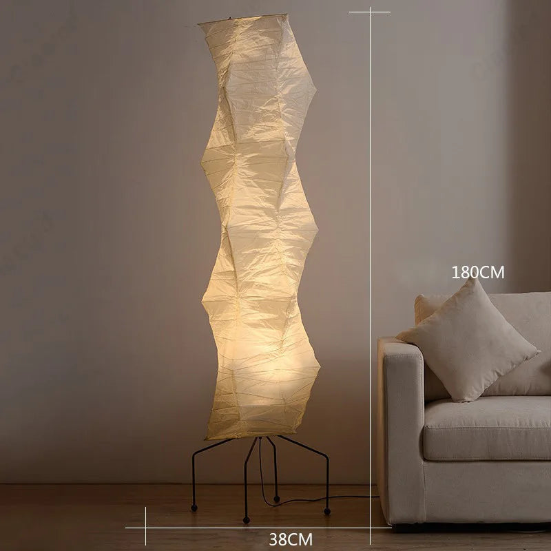 Rice Paper Floor Lamp – Vintage Modern for Living Room, Bedroom, Reading Corner | Solenne Cascade by Evenlyr