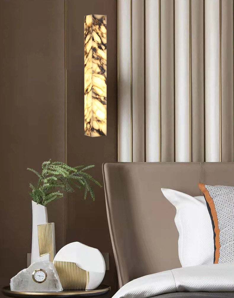 Marble Wall Sconce – Modern Minimalist Dimmable LED for Bedroom, Bathroom, Dining Room | Halcyon Line by Evenlyr