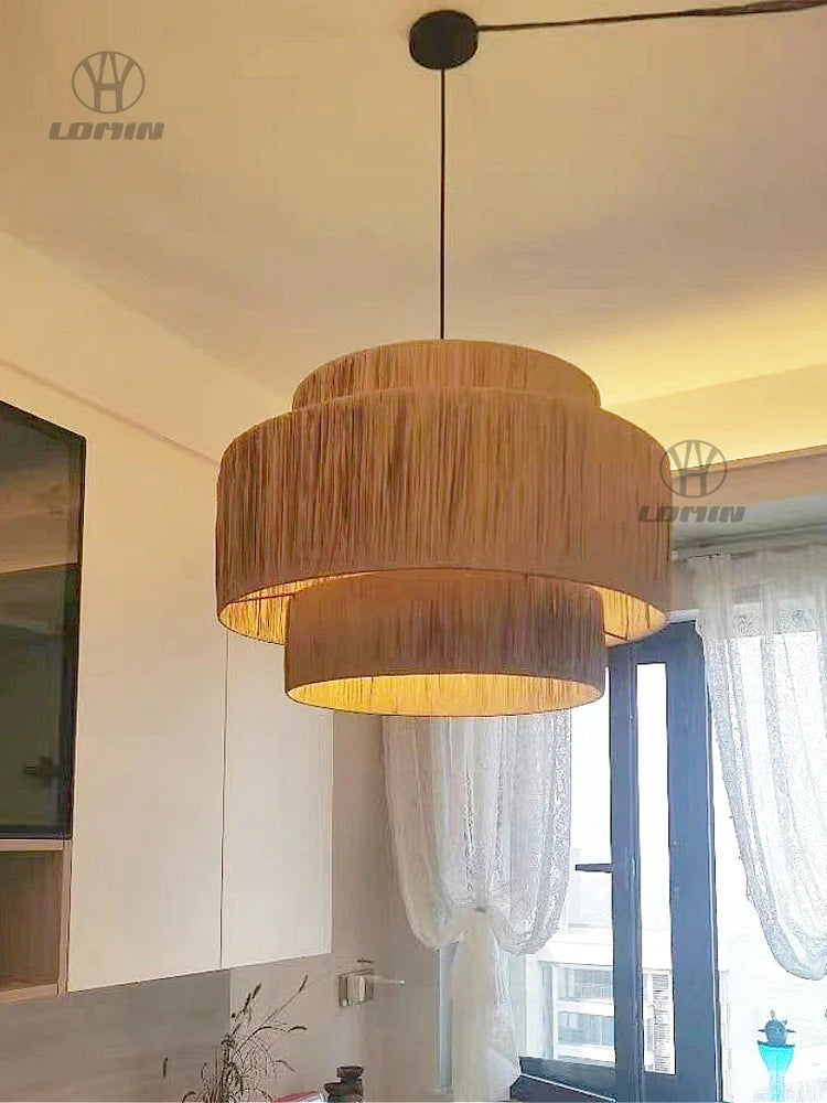 Rattan Pendant Light – Wabi-Sabi Japanese for Restaurant, Bedroom, Hotel | Thalia Orbit by Evenlyr