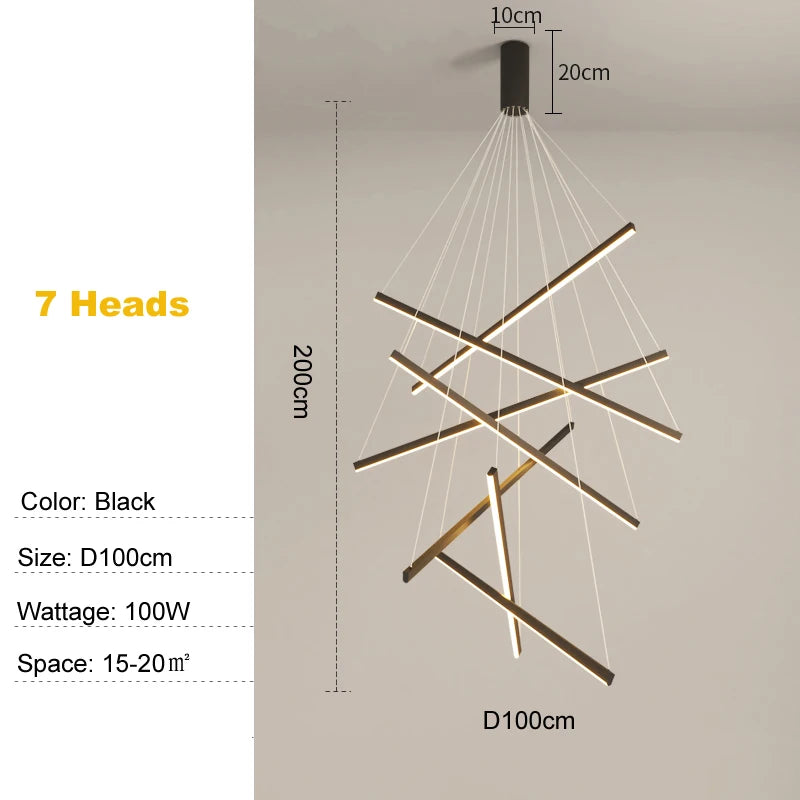 Metal Linear Chandelier – Modern LED Linear for Bedroom & Bedside, Living Room, Hotel & Hospitality | Seren Contour by Evenlyr