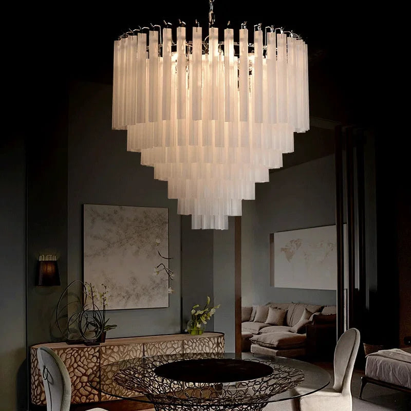 Glass Round Chandelier – Modern for Bedroom & Bedside, Living Room, Dining Room & Kitchen | Solenne Orbit by Evenlyr