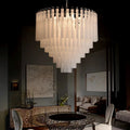 Glass Round Chandelier – Modern for Bedroom & Bedside, Living Room, Dining Room & Kitchen | Solenne Orbit by Evenlyr