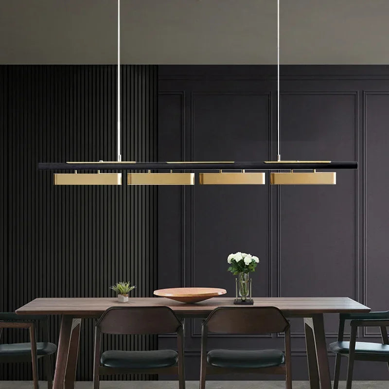 Isolde Arc Linear Metal Pendant Light – Minimalist Metal Linear Pendant Lights for Dining Room