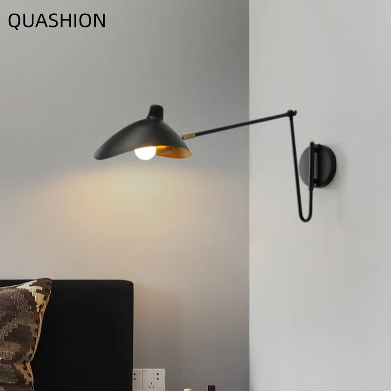 Metal Adjustable Swing-Arm Wall Sconce – Industrial Adjustable LED for Bedroom & Bedside, Living Room, Office & Study | Aveline Dome by Evenlyr