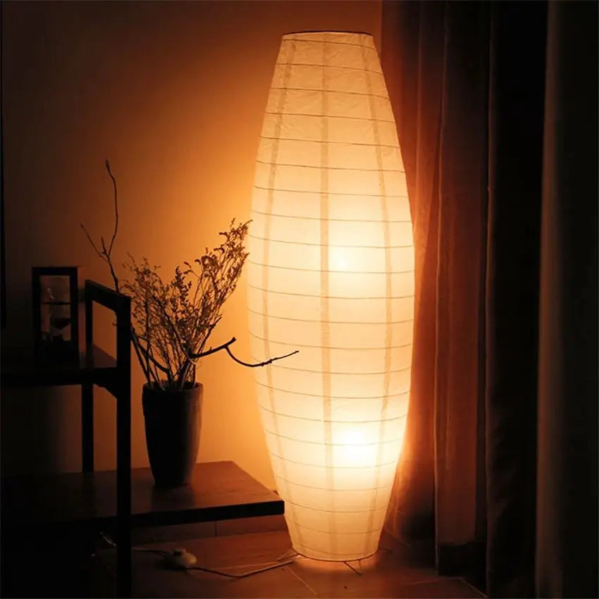 Paper & Wood Floor Lamp – Wabi-Sabi Japanese for Living Room, Bedroom, Reading Corner | Elaris Orbit by Evenlyr