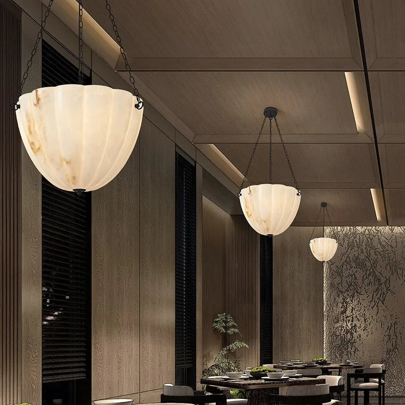 Alabaster & Marble Chandelier – Modern Minimalist for Dining Room, Foyer, Kitchen Island | Jessamine Crest by Evenlyr