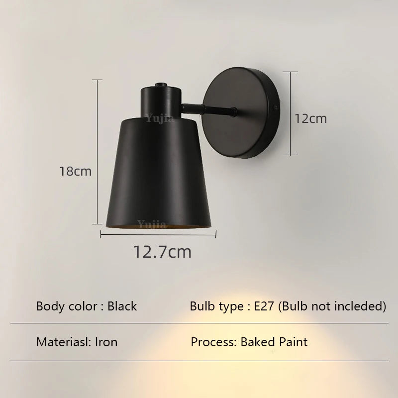 Vintage Adjustable Wall Mounted Sconce Bedside Lamp for Bedroom Study Decoration Led Interior Wall Lighting Fixtures Black Brass